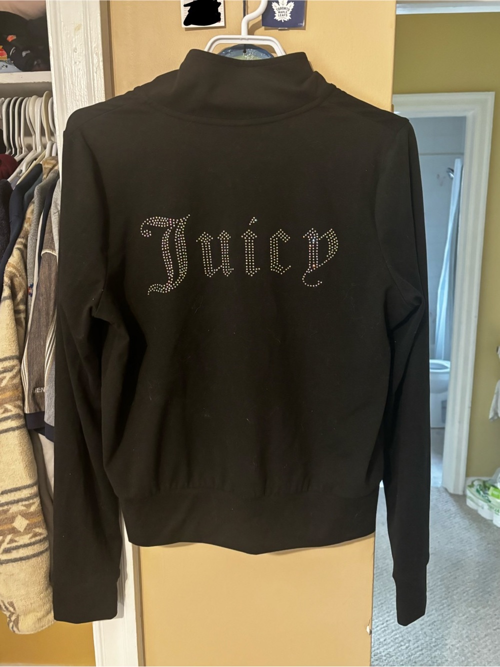 Juicy Couture Sport - Black Rhinestone 'Juicy' Turtleneck Sweater Size M